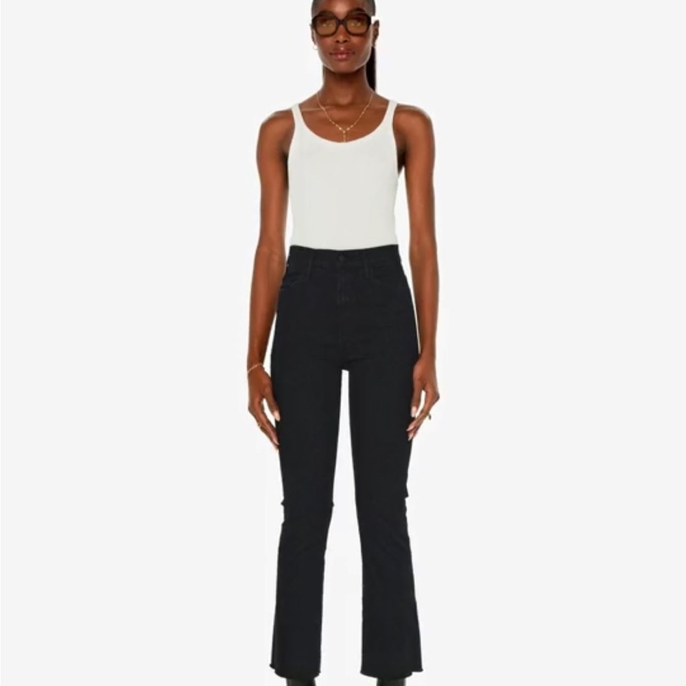 MOTHER the hustler ankle fray black jeans